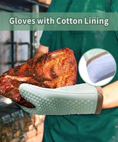 img 3 attached to 🔥 Enhance Your Grilling Experience with Fulvit Barbecue Gloves, Meat Claws, BBQ Thermometer & Oil Jar with Brush - 4 in 1 Grill Tools Set in Macaron Green: The Perfect Cooking Gift!