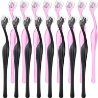 🪒 pack of 16 eyebrow razors for women - small blade size facial trimmer and shaper - face shavers for smooth facial hair removal (pink and black) logo