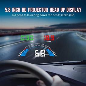 img 1 attached to 🚘 ECOOLBUY Upgrade S7 Car Universal HUD 5.8" HD Screen Head Up Display - GPS/OBD2 Dual System with OverSpeed Warning Timer, Compass, Engine RPM, Mileage, and More