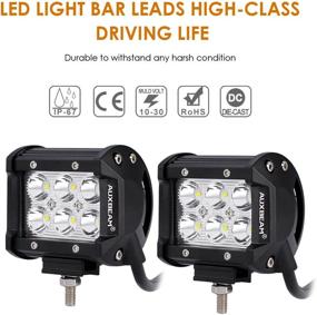 img 3 attached to 🚗 Auxbeam 2 Pcs 4 inch LED Pods 18W Spot Beam Driving Lights for Jeep, ATV, UTV, Truck, Offroad Vehicle - No Wiring Harness Included