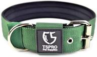 1.5 inch wide tspro tactical dog collar - military grade, strong, thick, heavy duty metal buckle - ideal for large dogs - green (size l) logo