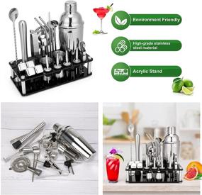 img 1 attached to 🍹 Cocktail Shaker Set, 23-Piece Stainless Steel Bartender Kit with Acrylic Stand & Cocktail Recipes Booklet, Professional Bar Tools for Drink Mixing, Home, Bar, Party (Includes 4 Whiskey Stones)