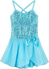 img 4 attached to YiZYiF Kids Girl's Sequin Camisole Ballet Dress in Chiffon for Dance Leotard