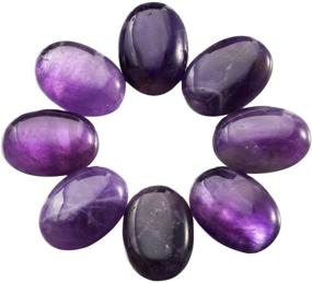 img 4 attached to SUNYIK Purple Amethyst Oval Cabochons: High-Quality Flatback Stones for Jewelry Making - Set of 10 (18x25mm)