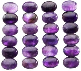 img 1 attached to SUNYIK Purple Amethyst Oval Cabochons: High-Quality Flatback Stones for Jewelry Making - Set of 10 (18x25mm)