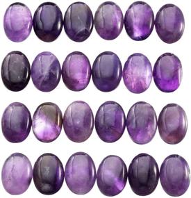 img 3 attached to SUNYIK Purple Amethyst Oval Cabochons: High-Quality Flatback Stones for Jewelry Making - Set of 10 (18x25mm)