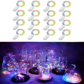 img 4 attached to 16 Pack of Battery Powered LED Fairy String Lights - 20 Starry Lights, 6.6FT/2M Cooper Wire, Waterproof 🌟 Firefly Lights in Bottles or Jars - Perfect for DIY Wedding Centerpieces, Table Decor, Christmas, and Party Decoration (Colorful)