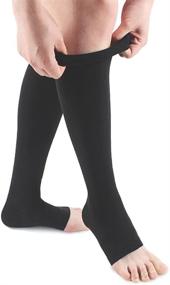 img 2 attached to 🧦 Ailaka Large Black Knee High Compression Calf Socks for Women and Men - 20-30 mmHg, Firm Support for Varicose Veins, Travel, Nurses, Pregnancy, Recovery - Open Toe Graduated Compression Hosiery