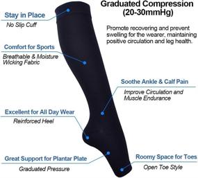 img 3 attached to 🧦 Ailaka Large Black Knee High Compression Calf Socks for Women and Men - 20-30 mmHg, Firm Support for Varicose Veins, Travel, Nurses, Pregnancy, Recovery - Open Toe Graduated Compression Hosiery