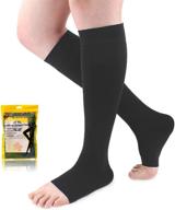 🧦 ailaka large black knee high compression calf socks for women and men - 20-30 mmhg, firm support for varicose veins, travel, nurses, pregnancy, recovery - open toe graduated compression hosiery logo