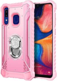 img 3 attached to 📱 E-Began Full-Body Protective Phone Case for Samsung Galaxy A20, A30/A50/A30s/A50s - Pink, with Tempered Glass Screen Protector, Built-in Aluminum Magnetic Metal Diamond Ring Stand Holder