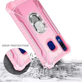 img 2 attached to 📱 E-Began Full-Body Protective Phone Case for Samsung Galaxy A20, A30/A50/A30s/A50s - Pink, with Tempered Glass Screen Protector, Built-in Aluminum Magnetic Metal Diamond Ring Stand Holder