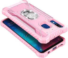 img 1 attached to 📱 E-Began Full-Body Protective Phone Case for Samsung Galaxy A20, A30/A50/A30s/A50s - Pink, with Tempered Glass Screen Protector, Built-in Aluminum Magnetic Metal Diamond Ring Stand Holder