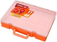 📦 double organizer box - stackable plastic storage container with adjustable dividers, ideal for sewing supplies, beads, jewelry, crafts, small parts, tapes - 59 grids (orange) logo