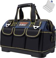 🛠️ airaj 18-inch waterproof tool bag in blue & black, with double fabric and soft padded handle, adjustable shoulder strap - ideal for electricians tools logo