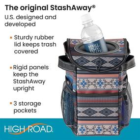 img 1 attached to High Road StashAway Car Trash Can With StuffTop Lid And Storage Pockets For Front Or Back Seat (Southwest)