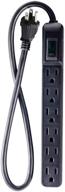 gg-16103minbk go green power 6 outlet surge protector in black logo