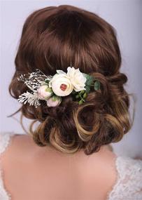 img 4 attached to Kercisbeauty Bridal Flower Hair Comb - Cute Side Hair Piece for Wedding, Parties, Festivals - Decorative Floral Headpiece for Women and Girls