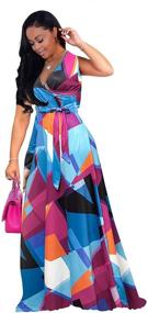 img 2 attached to 👗 Stunning V-Neck Sleeveless Maxi Dress for Plus Size Women - Runwind Printed Wrap Dresses