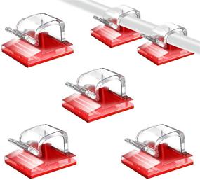 img 4 attached to 🔌 Soulwit Clear Cable Management Clips: 100 Pcs Self Adhesive Organizers for TV, PC, Laptop, Ethernet and More