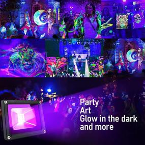 img 1 attached to 🔦 LANFU 2 Pack 10w LED Black Light Blacklight for Fluorescent Neon Glow in The Dark - High Power LED Flood Light IP65 with Plug for Party, Birthday, Bar, Party Supplies, Neon Glow, Aquarium, Night Club