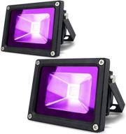 🔦 lanfu 2 pack 10w led black light blacklight for fluorescent neon glow in the dark - high power led flood light ip65 with plug for party, birthday, bar, party supplies, neon glow, aquarium, night club логотип