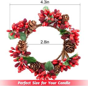 img 3 attached to 🕯️ Set of 6 Christmas Candle Rings - 3-inch Xmas Artificial Beaded Berries Candle Rings with Pinecones - Small Wreaths for Pillar Candle Holder - Rustic Wedding Centerpiece - Christmas Holiday Table Decoration