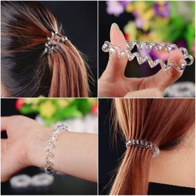 img 3 attached to 💫 Transparent Spiral Hair Ties Set - 6 Clear Coil Hair Ties for No Crease Ponytails, Wrist Bracelet Elastics, Accessories for Women & Girls - Perfect Easter Mother's Day Gift