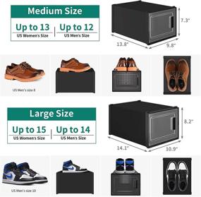 img 2 attached to YITAHOME XL Shoe Storage Box: Set of 6 Stackable Shoe Organizers - Lightweight Cardboard Containers - Black/X-Large Size