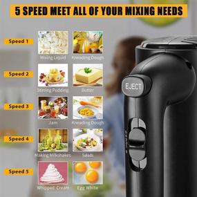 img 3 attached to 🔌 BONSO Hand Mixer - Electric 5-Speed Portable Whisk Handheld Mixer for Whipping, Mixing Cookies, Brownies, Cakes, Dough, Batters, Meringues - Includes Beaters and Dough Hooks