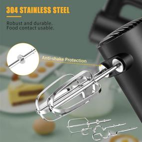 img 2 attached to 🔌 BONSO Hand Mixer - Electric 5-Speed Portable Whisk Handheld Mixer for Whipping, Mixing Cookies, Brownies, Cakes, Dough, Batters, Meringues - Includes Beaters and Dough Hooks