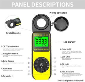 img 2 attached to 📏 ANNMETER AN-881D Digital Illuminance Meter, Lux Meter with 0.01-400,000 Lux (0.01-40,000 FC) Foot Candle Measuring Ranges, Light Meter for Plants, Par Meter with 270° Rotatable Sensor