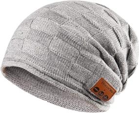 img 4 attached to Pococina Wireless Headphone Beanie Music Hat Cap For Men Women - 014 Light Gray