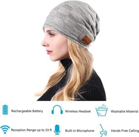 img 3 attached to Pococina Wireless Headphone Beanie Music Hat Cap For Men Women - 014 Light Gray