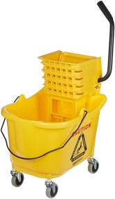 img 4 attached to 🧼 Amazon Basics 35 Quart Yellow Side Press Wringer Combo Commercial Mop Bucket on Wheels: Efficient Cleaning Solution