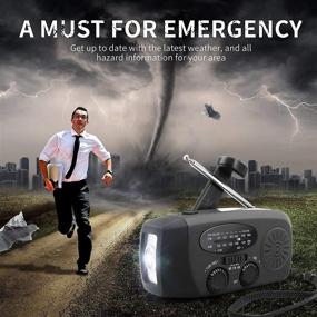 img 3 attached to 📻 Self-Powered Emergency Hand Crank Radio - Portable AM/FM/NOAA Solar Wind-Up Weather Radio with LED Flashlight, USB Rechargeable, and 1000mAh Power Bank for Cell Phone Charging - Black