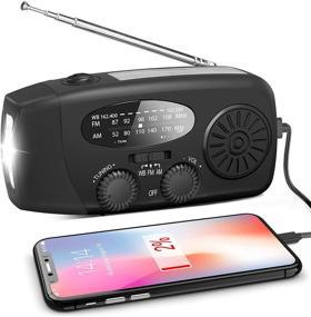 img 4 attached to 📻 Self-Powered Emergency Hand Crank Radio - Portable AM/FM/NOAA Solar Wind-Up Weather Radio with LED Flashlight, USB Rechargeable, and 1000mAh Power Bank for Cell Phone Charging - Black