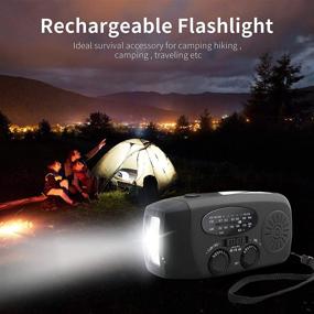 img 1 attached to 📻 Self-Powered Emergency Hand Crank Radio - Portable AM/FM/NOAA Solar Wind-Up Weather Radio with LED Flashlight, USB Rechargeable, and 1000mAh Power Bank for Cell Phone Charging - Black