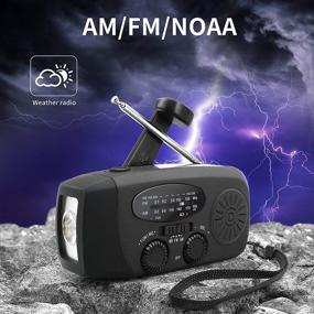 img 2 attached to 📻 Self-Powered Emergency Hand Crank Radio - Portable AM/FM/NOAA Solar Wind-Up Weather Radio with LED Flashlight, USB Rechargeable, and 1000mAh Power Bank for Cell Phone Charging - Black