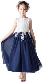 img 2 attached to 👗 Weileenice Big Girls Lace Bridesmaid Dress Flower Kid Wedding Ball Gown - Sizes 3-16 Years