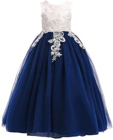 img 4 attached to 👗 Weileenice Big Girls Lace Bridesmaid Dress Flower Kid Wedding Ball Gown - Sizes 3-16 Years