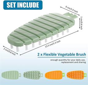 img 3 attached to 🥕 2-Piece Flexible Vegetable Brush Set: Convenient Produce and Veggie Cleaning Brushes with Carrot Pattern Design - Ideal Kitchen Cleaning Tools (Orange, Green)