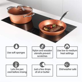 img 2 attached to Premium Hammered Copper Cookware Set - Induction & Dishwasher Safe Nonstick Pots and Pans Collection for Your Kitchen