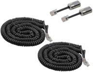 2 pack 23ft uncoiled sincoda modular coiled telephone phone 📞 handset curly cable cord +2 pack 360° extended rotating telephone cord detangler logo