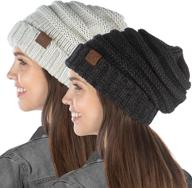 funky junque exclusives women's beanie: oversized slouchy hat with ribbed knit for warmth логотип