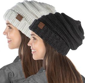 img 4 attached to Funky Junque Exclusives Women's Beanie: Oversized Slouchy Hat with Ribbed Knit for Warmth