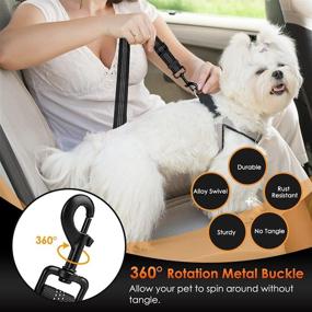 img 1 attached to 🐾 SlowTon 2 Pack Dog Seat Belt: 2 in 1 Attachment for Safety & Comfort, Elastic Nylon Bungee Buffer, Adjustable Reflective Tether Connects to Harness with Hook Latch Bar or Seatbelt Buckle
