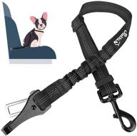 🐾 slowton 2 pack dog seat belt: 2 in 1 attachment for safety & comfort, elastic nylon bungee buffer, adjustable reflective tether connects to harness with hook latch bar or seatbelt buckle логотип