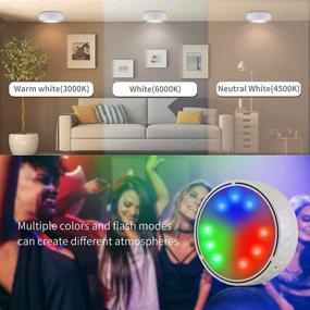 img 3 attached to Convenient and Versatile: Starxing 5-inch Wireless Puck Light with Remote Control - Battery Operated Ceiling Light for Kitchen Cabinet, Closet, Bedroom, Stairs - Shower Light Option - Includes DC Power Cord/ Sticker (White)