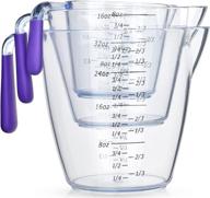 clear plastic measuring cups set - 3-piece jugs with spout and silicone handle, double-sided measures - ideal for kitchen cooking and baking - 1/2/4 cup capacity logo